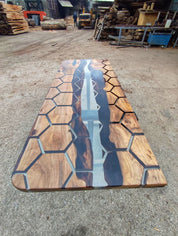 Honeycomb Epoxy River Table & Resin Dining Table