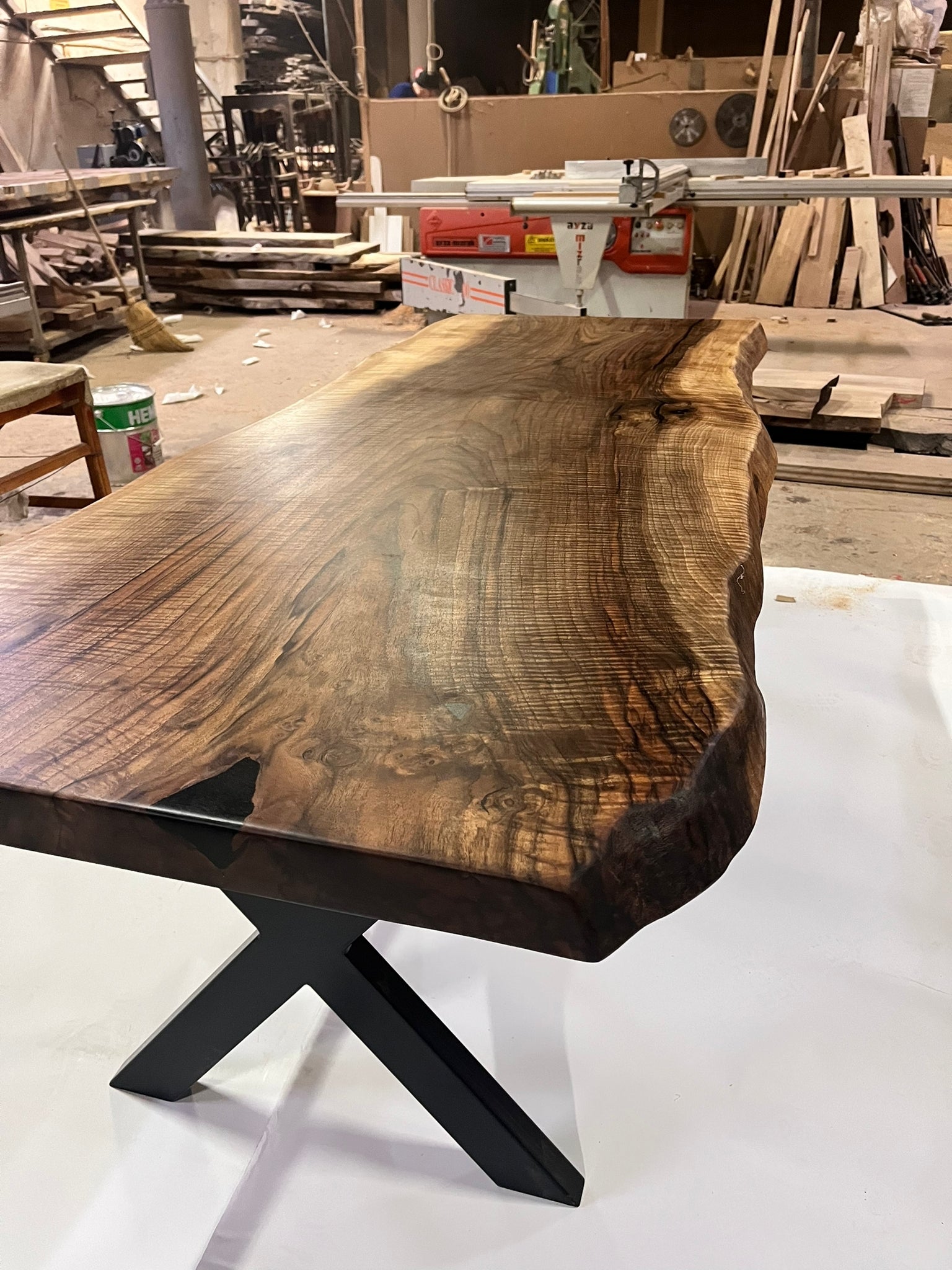 Prairie Walnut Live Edge Dining Table – Epoxy Rivers