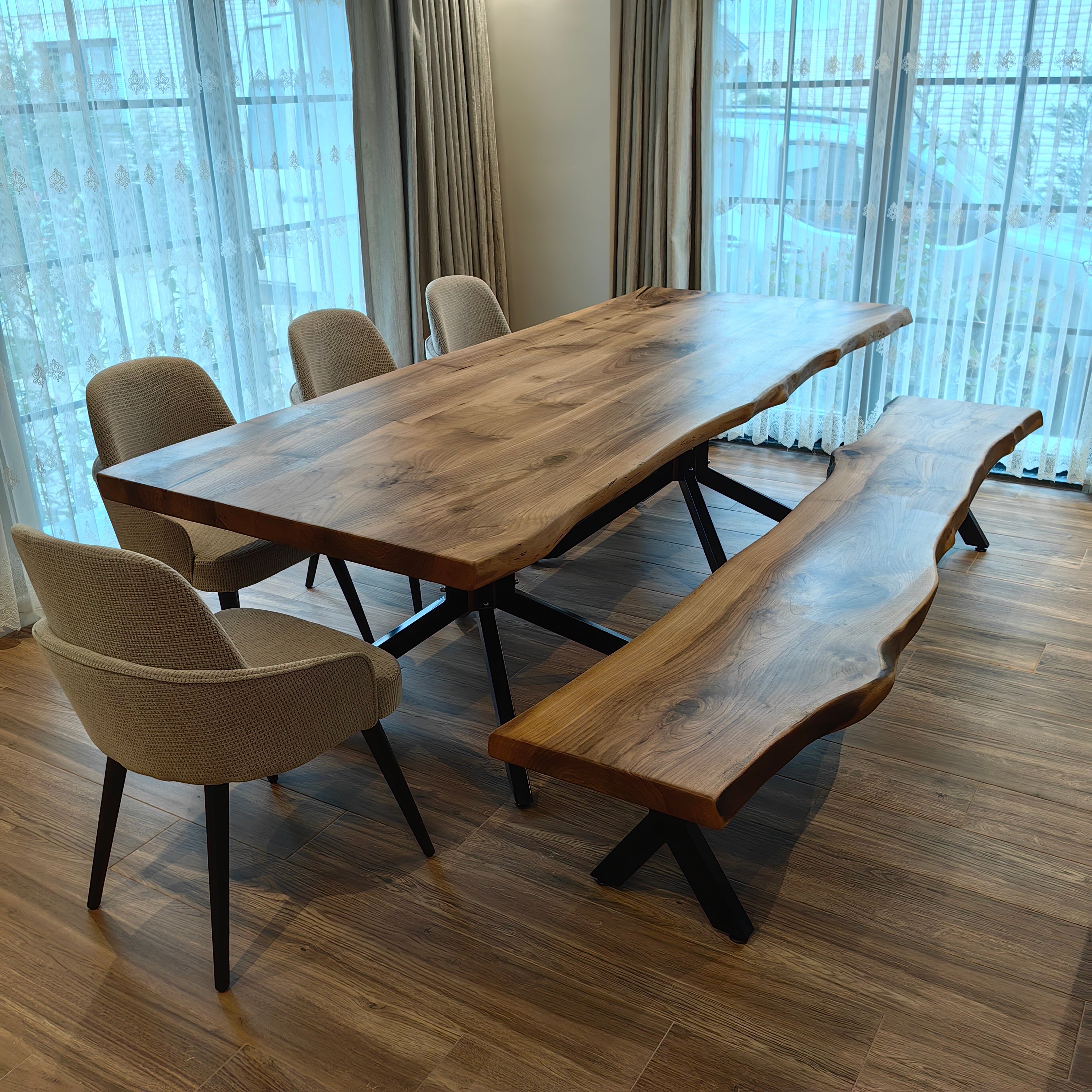 Desert Walnut Live Edge Dining Table