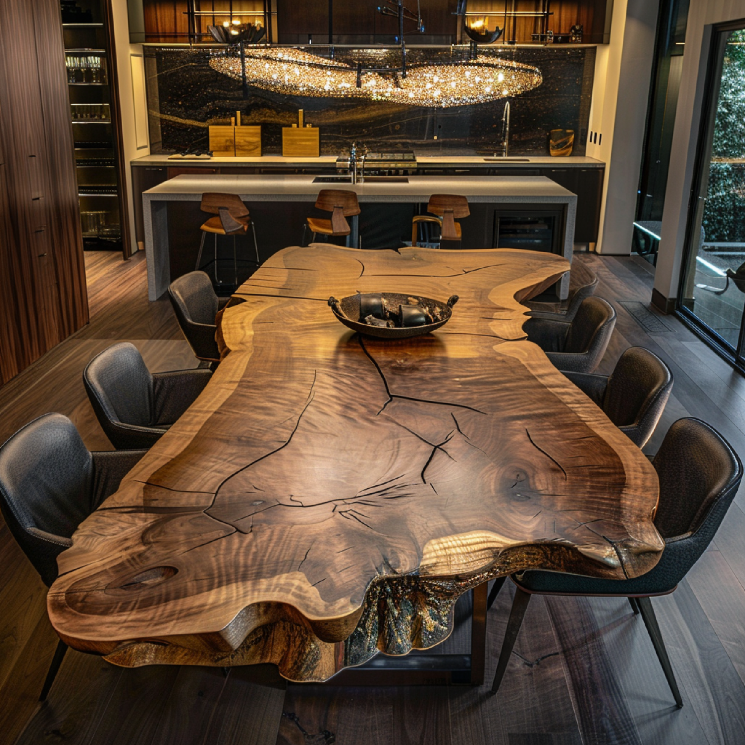 Luxurious Live Edge Walnut Dining Room Table