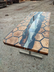 Honeycomb Epoxy River Table & Resin Dining Table