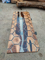 Honeycomb Epoxy River Table & Resin Dining Table