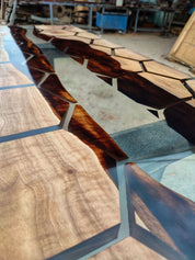 Honeycomb Epoxy River Table & Resin Dining Table