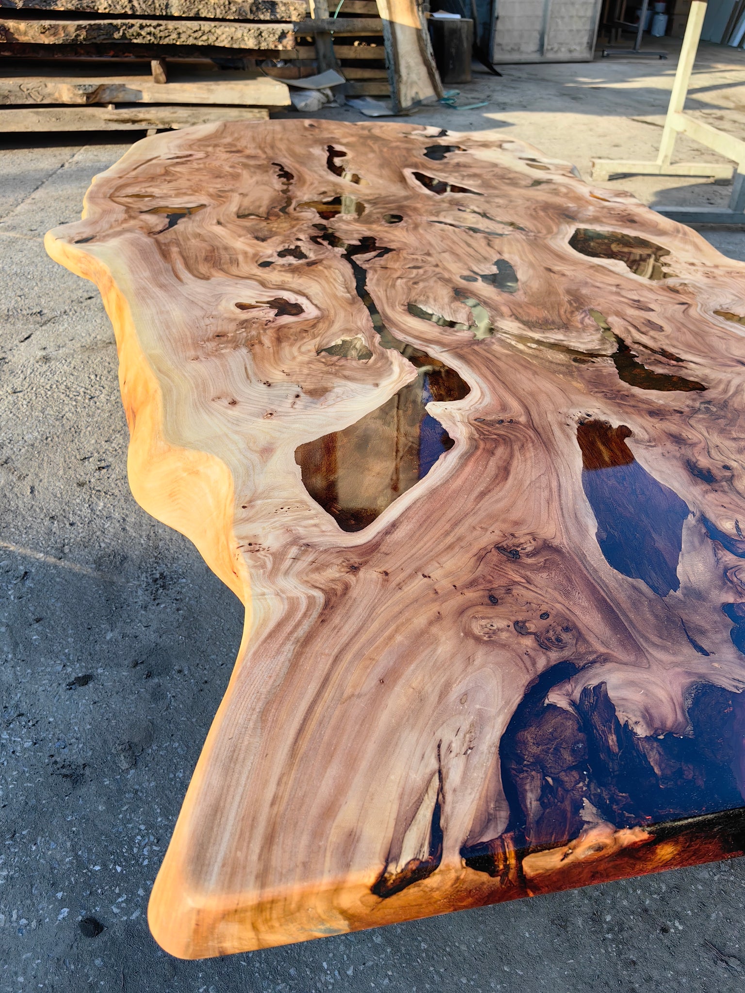 Epoxy Resin Custom Dining Tables For Sale Walnut Weod River Epoxy
