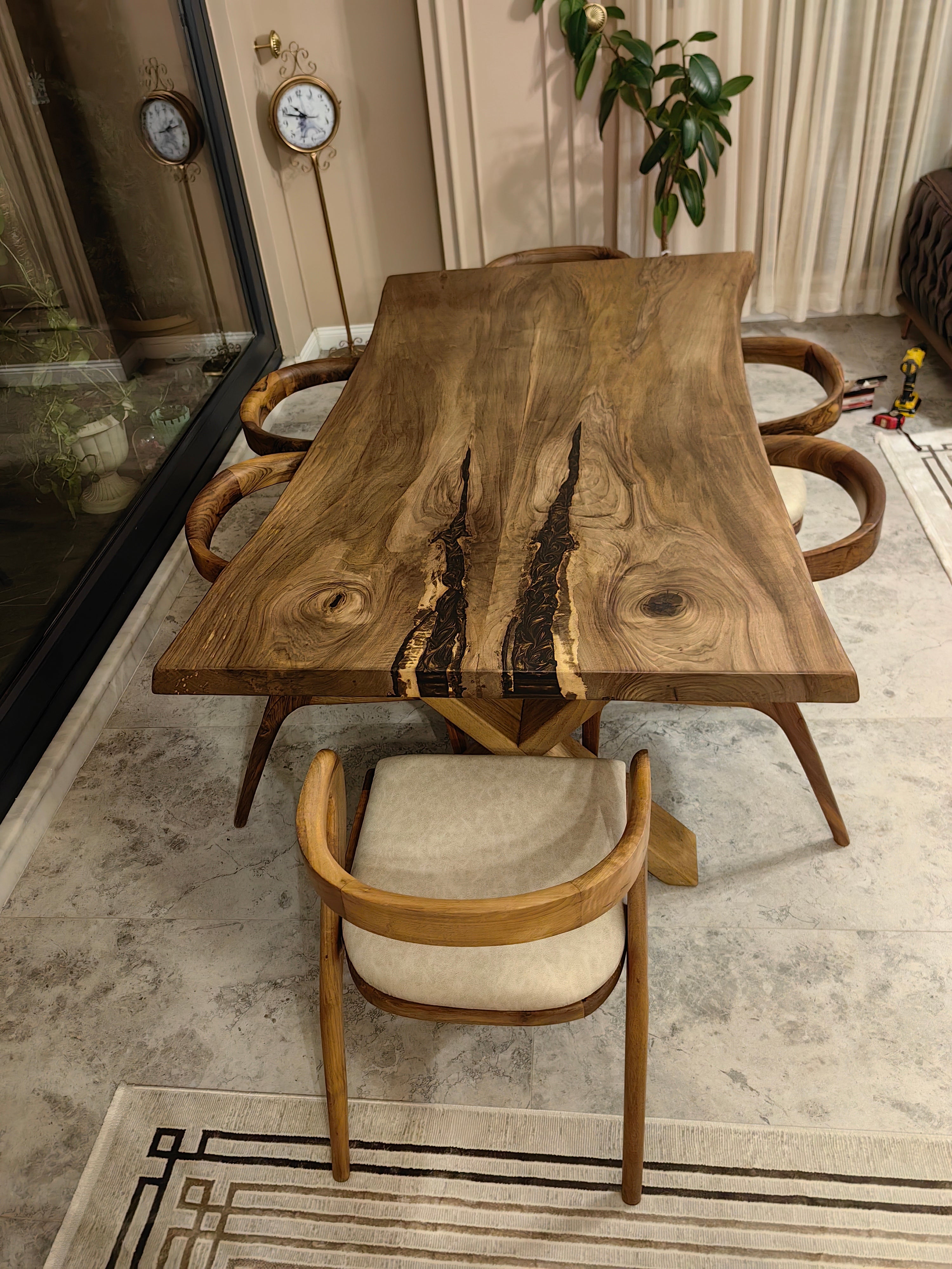 Tundra Walnut Live Edge Dining Table