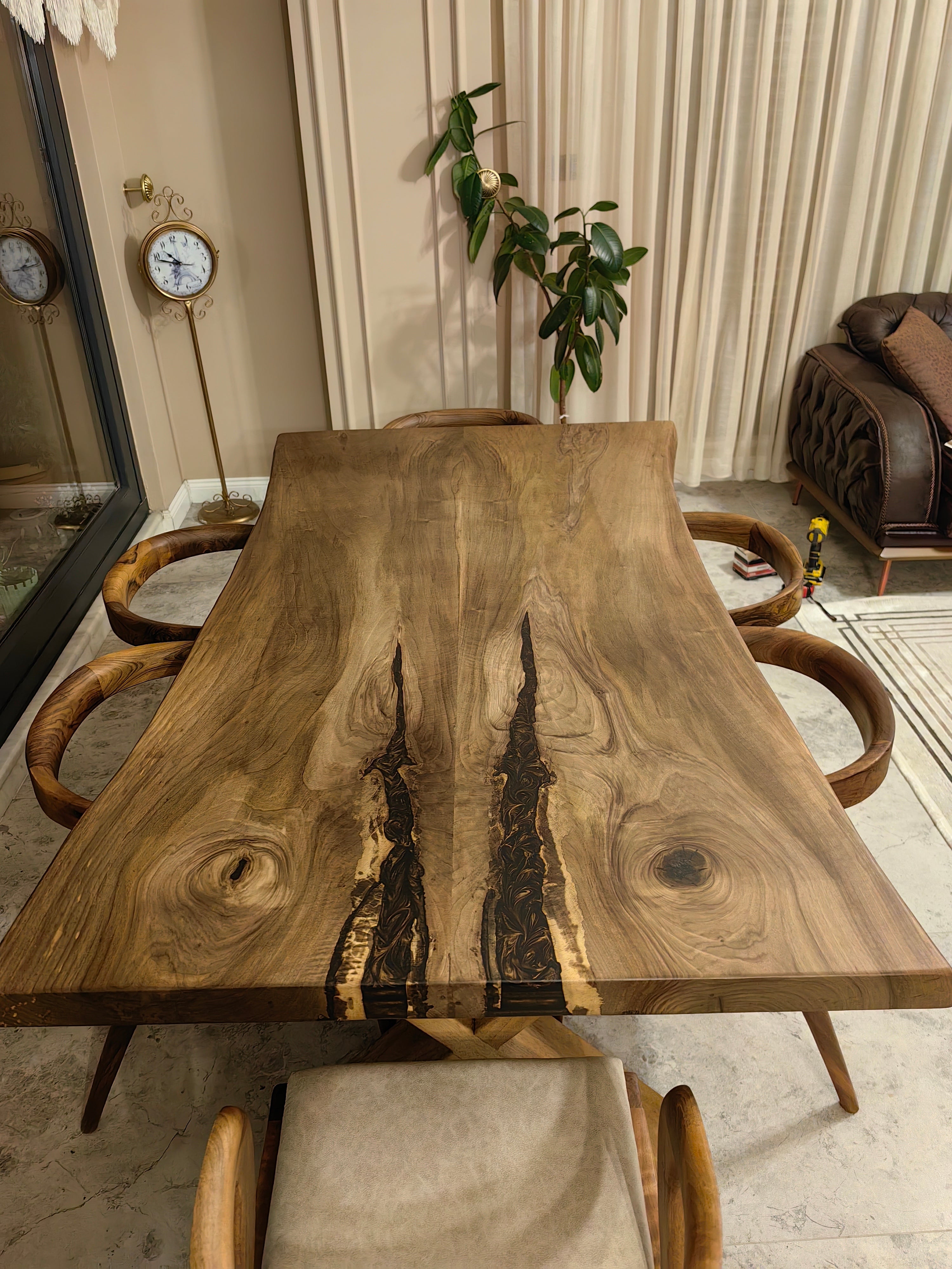 Tundra Walnut Live Edge Dining Table